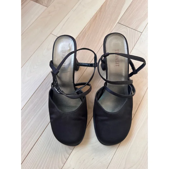 Vintage Transit Satin Mary Jane Heels Size 38 – Rounded Square Toe - Picture 2 of 9